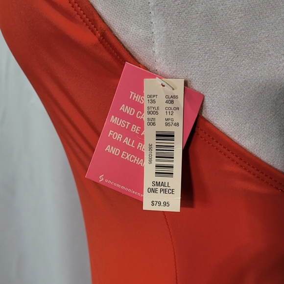 Uncommon Sense Women's NWT Orange One Piece Back Cut Out Swimsuit Size Small - Picture 5 of 7